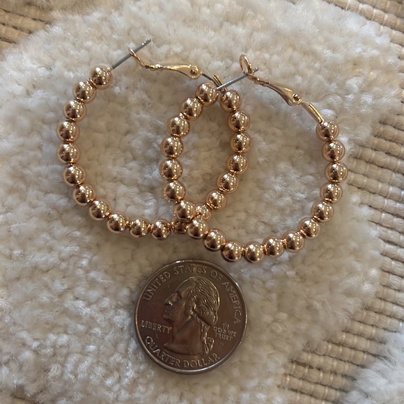 Jewelry - Gold plated gold bead hoop earrings
